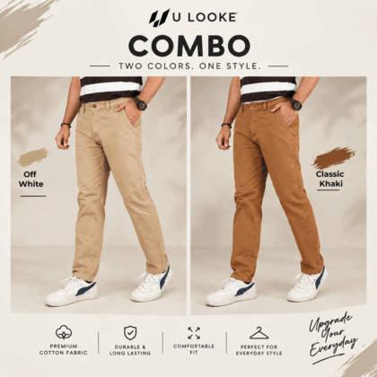 Premium Twill Pants Off White & Classic Khaki Combo