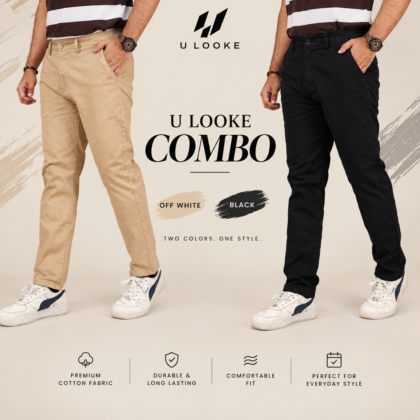 Premium Twill Pants Off White & Black Combo
